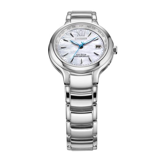 西铁城日本官方正品不锈钢光动能万年历电波女表EC1170-85D 商品图3