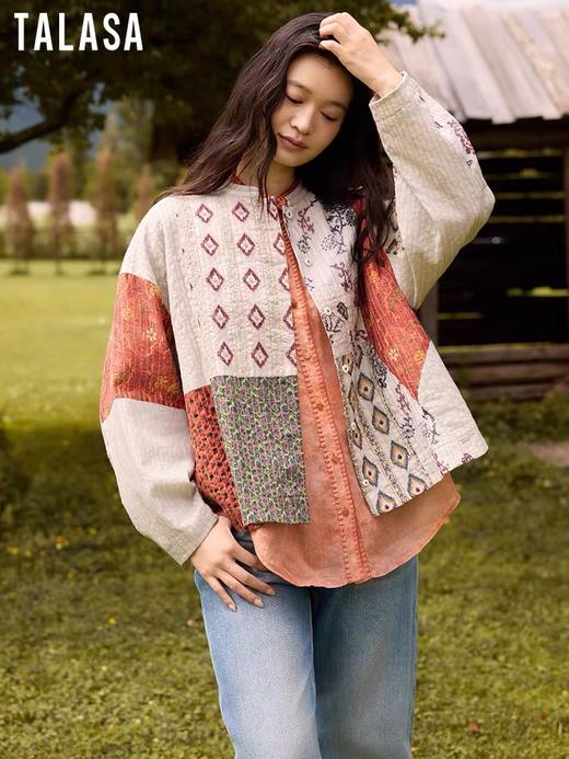 TALASA女装重工拼接薄棉衣22544W483 商品图0