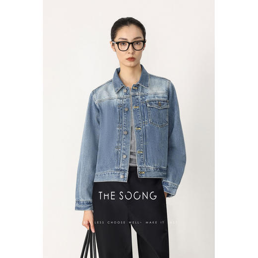 THESOONG\春季新品牛仔外套女时尚复古夹克短款上衣HBWT7357 商品图5