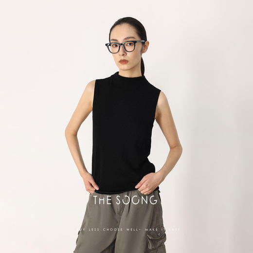 THESOONG|早春新品羊毛无缝一体细腻软糯感无袖立领毛衣HWMY8519 商品图4