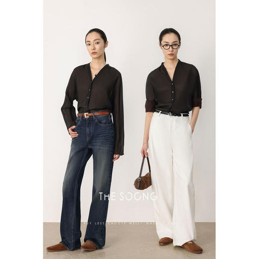 THESOONG|“隐格肌理”100%桑蚕丝高弹轻薄香云纱开衫外套HWCS8665 商品图9