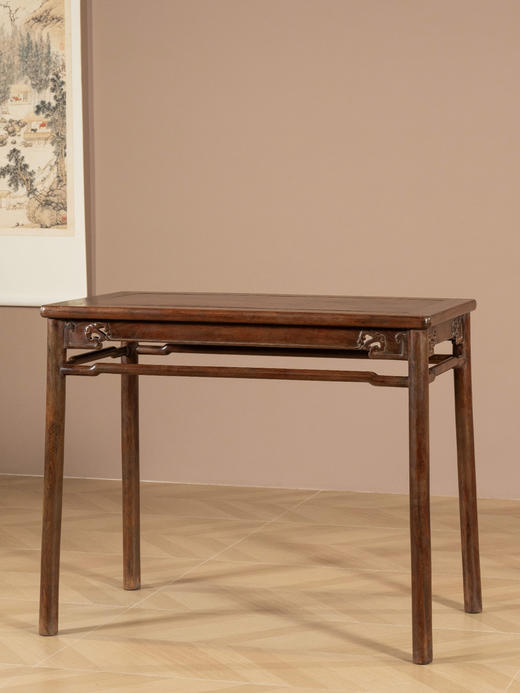 清	黄花梨云纹罗锅枨独板半桌 商品图1