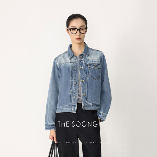 THESOONG\春季新品牛仔外套女时尚复古夹克短款上衣HBWT7357 商品图4
