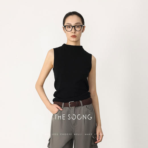 THESOONG|早春新品羊毛无缝一体细腻软糯感无袖立领毛衣HWMY8519 商品图3