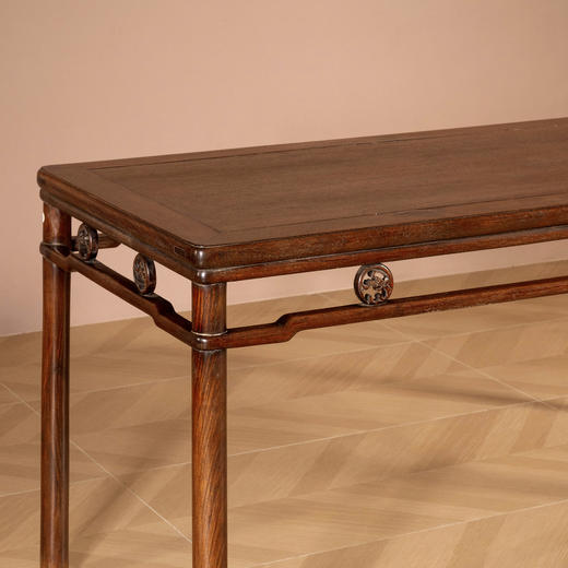 清	黄花梨螭龙纹卡子花圆包圆大画桌 商品图3