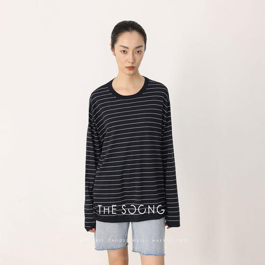 THESOONG|"质感生活家"经典条纹高支半裙松紧腰休闲套装7663/7662 商品图5