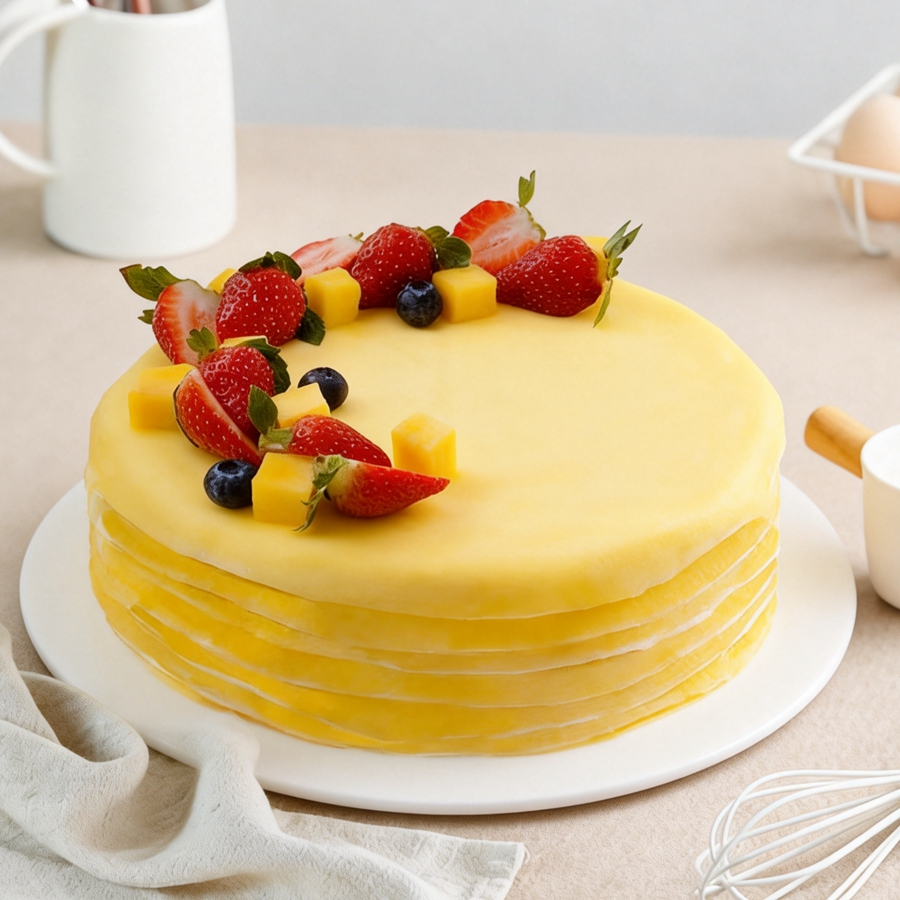 【草莓千层】手工煎皮，现煎现做,皮薄好吃