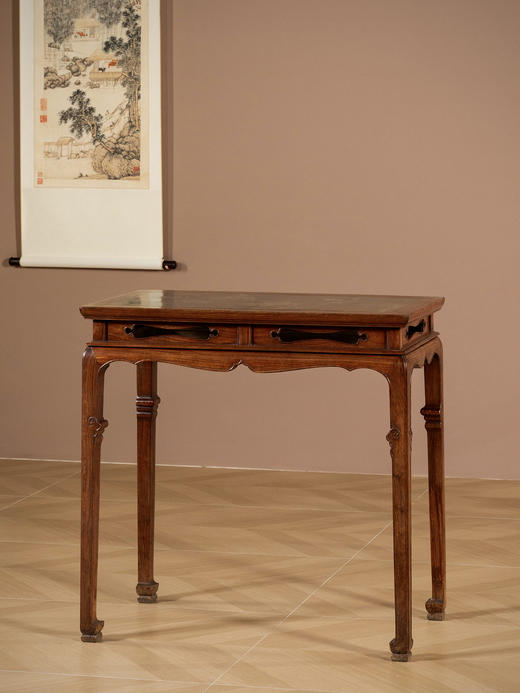 清早期	黄花梨镶绿石高束腰马蹄腿香案 商品图0