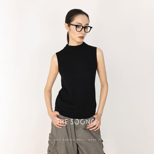 THESOONG|早春新品羊毛无缝一体细腻软糯感无袖立领毛衣HWMY8519 商品图2