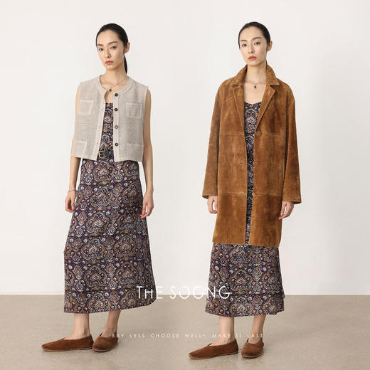 THESOONG"花卉吊带裙"纯桑蚕丝珍珠缎面感吊带连衣裙女HWQZ8664 商品图9
