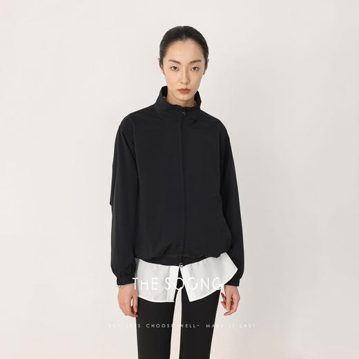 THESOONG|“立体辑边”盖齿拉链橡筋收口立领夹克HWWT7573 商品图1