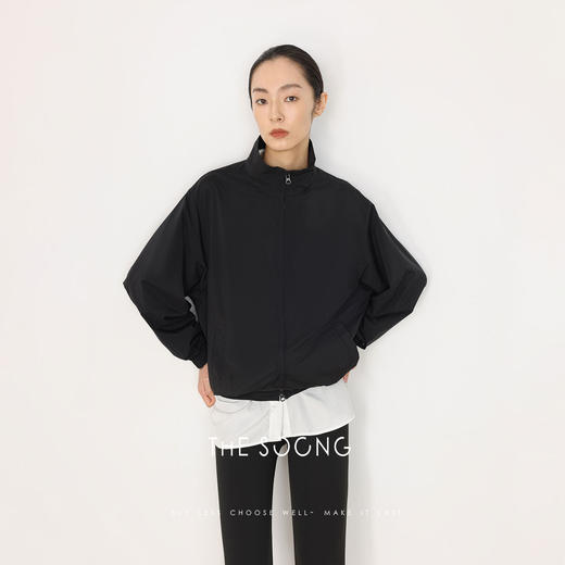 THESOONG|“立体辑边”盖齿拉链橡筋收口立领夹克HWWT7573 商品图3
