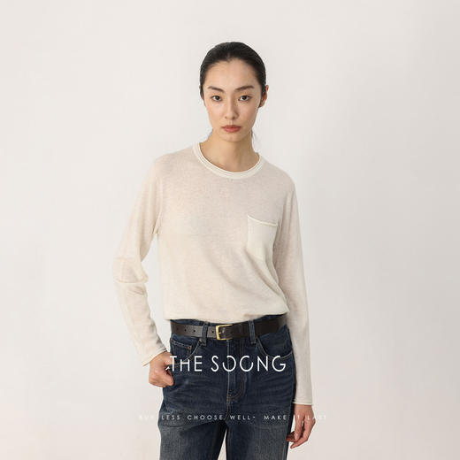 THESOONG|"极简主义"精纺纯羊毛糯感卷边口袋圆领外套HWMY8490 商品图4