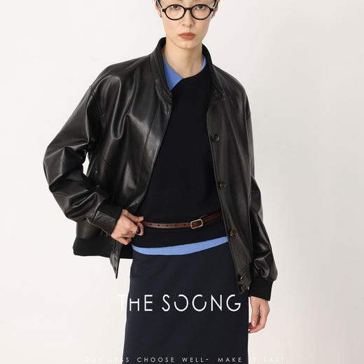 THESOONG|"柔韧绵羊"英国进口绵羊皮特殊鞣制立领皮衣外套HWPY8722 商品图5