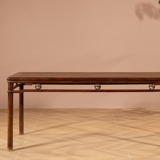 清	黄花梨螭龙纹卡子花圆包圆大画桌 商品图1