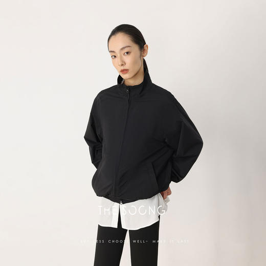 THESOONG|“立体辑边”盖齿拉链橡筋收口立领夹克HWWT7573 商品图5