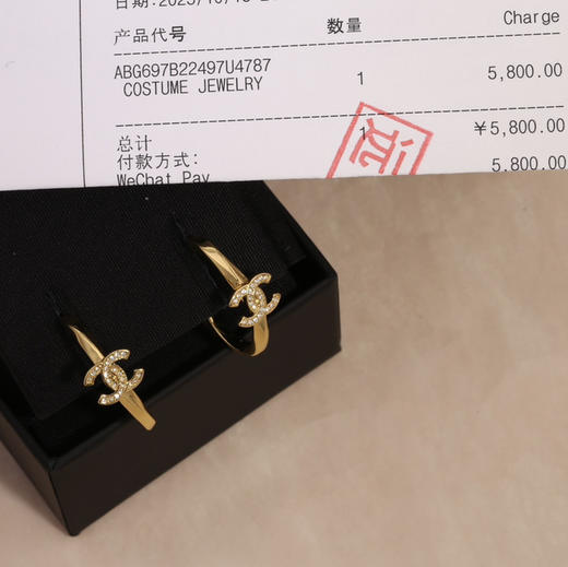 小香原单施华洛世奇水钻金色耳环 商品图1