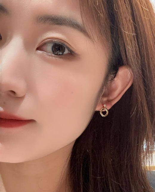 卡地亚家三色环小号金色耳环 商品图1