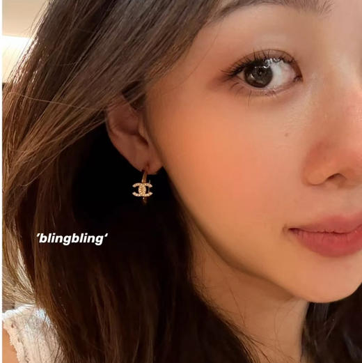 小香原单施华洛世奇水钻金色耳环 商品图3