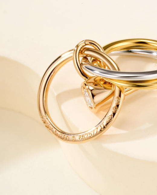 卡地亚家三色环小号金色耳环 商品图3