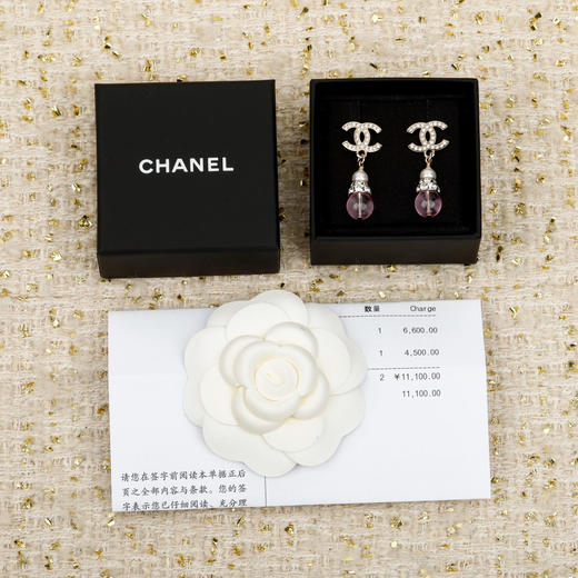 Ch@nel专柜6600香家26C 粉色水晶双c耳环 商品图0