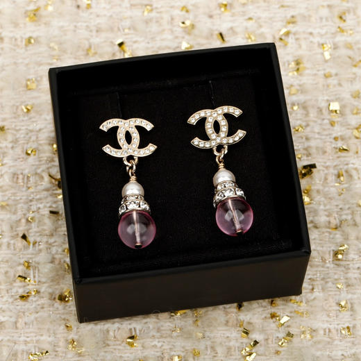 Ch@nel专柜6600香家26C 粉色水晶双c耳环 商品图3