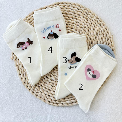 《01 无货勿拍》欢乐萌友JN-002欢乐小狗女款中袜纪念日百货门店同款163297419 商品图1