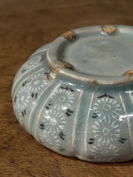 象嵌青瓷花卉纹瓜棱束口笔洗，顺丰包邮 商品图3