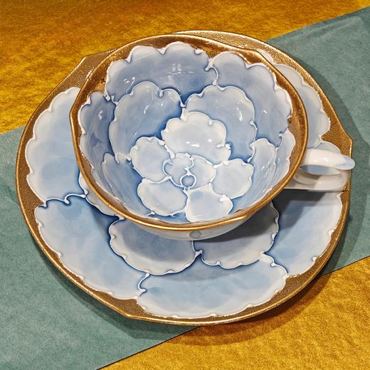 【旬彩 】有田烧-文山窑金边牡丹咖啡杯 商品图0