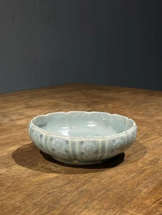 象嵌青瓷花卉纹瓜棱束口笔洗，顺丰包邮 商品图1