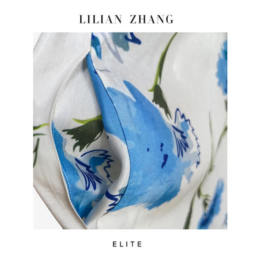 静奢风「松弛度假风」 “雾蓝花信”水彩康乃馨茧型醋酸连衣裙2501151 商品图3