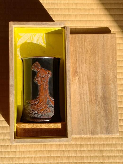 黑漆地雕洛神赋图文竹雕笔筒，顺丰包邮 商品图2
