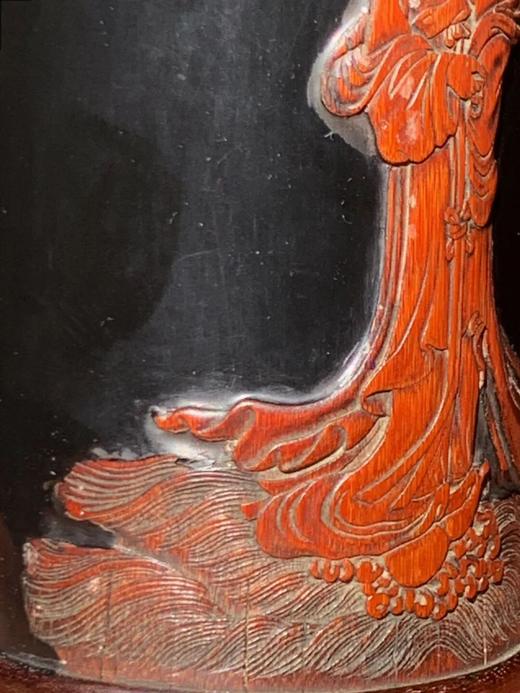 黑漆地雕洛神赋图文竹雕笔筒，顺丰包邮 商品图14