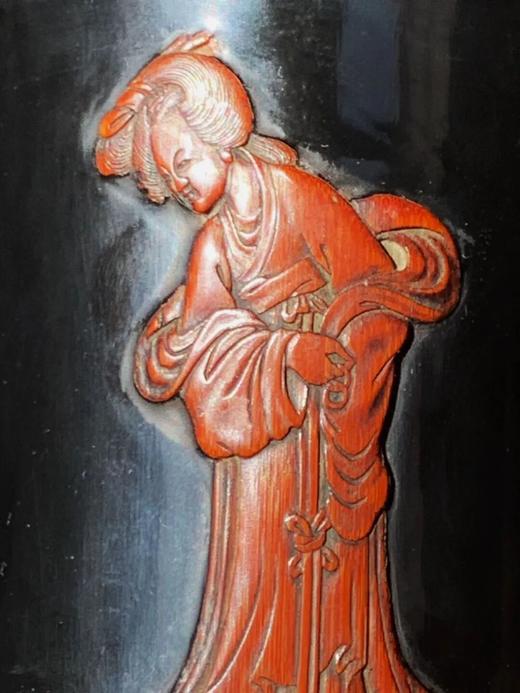 黑漆地雕洛神赋图文竹雕笔筒，顺丰包邮 商品图3