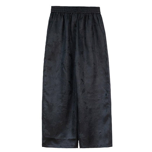 牧衣游原创 25姆米重磅香云纱休闲长裤新款黑色垂感真丝裤子 纸雀 商品图4