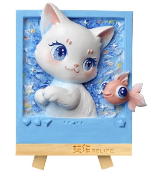 [玩作]香氛摆件冰箱贴-摸鱼喵-浮雕画板（彩绘）bj 商品图0