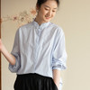 牧衣游原创 80支净色棉质衬衫女新款复古百搭宽松蓝色衬衣 舒川 商品缩略图0