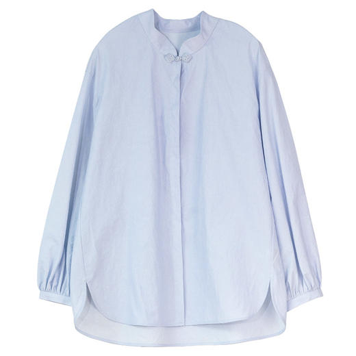 牧衣游原创 80支净色棉质衬衫女新款复古百搭宽松蓝色衬衣 舒川 商品图4