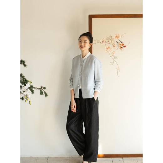 牧衣游原创 重磅龟裂纹香云纱休闲长裤垂感显瘦禅意百搭裤子 初山 商品图2