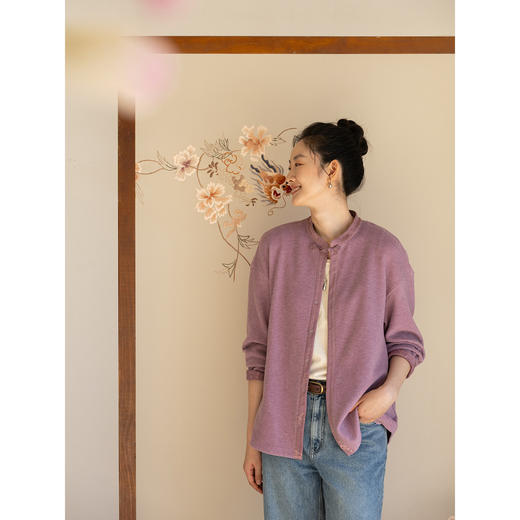 牧衣游原创 绒面棉短外套女春新款柔软舒适百搭休闲文艺开衫 春庭 商品图3