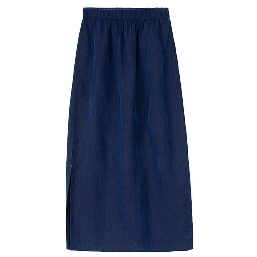 牧衣游原创 深青蓝香云纱半身裙新款爽滑垂感显瘦直筒半裙 听云 商品图4