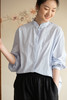 牧衣游原创 80支净色棉质衬衫女新款复古百搭宽松蓝色衬衣 舒川 商品缩略图5