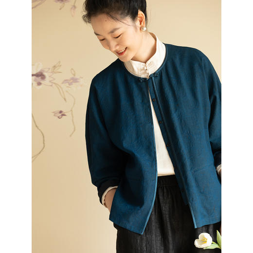 牧衣游原创 40姆米重磅缠枝纹罗香云纱外套古朴禅意中式开衫 千屿 商品图3