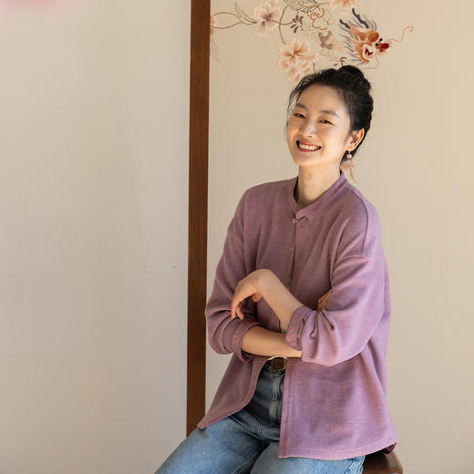 牧衣游原创 绒面棉短外套女春新款柔软舒适百搭休闲文艺开衫 春庭 商品图0