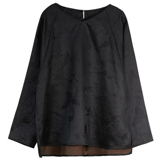 牧衣游原创 22姆米重磅提花香云纱小衫禅意复古真丝中式上衣 映棠 商品图4