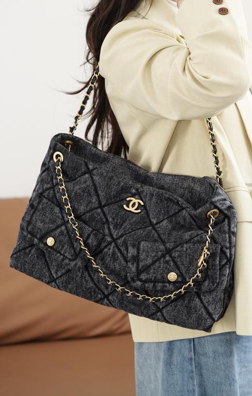 香奈儿 25k Hobo购物袋 黑色牛仔（LZ） 商品图3