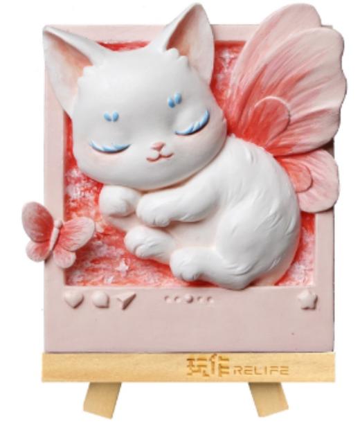 [玩作]香氛摆件冰箱贴-躺平喵-浮雕画板（彩绘）bj 商品图0