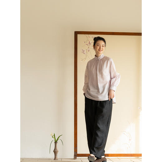 牧衣游原创 丝棉机绣小衫新款轻薄通勤气质文艺百搭中式衬衫 见荧 商品图3