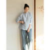 牧衣游原创100支打条棉质衬衫新款宽松蓝色圆领百搭文艺上衣 所若 商品缩略图2
