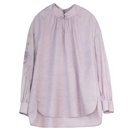 牧衣游原创 丝棉机绣小衫新款轻薄通勤气质文艺百搭中式衬衫 见荧 商品图4